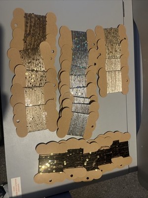 Paillettenfäden silber/gold/schwarz insgesamt 24 Rollen, unbekannte Längen Neu