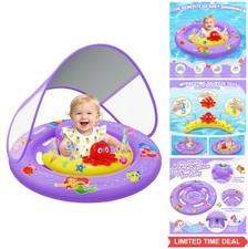 Baby Pool Float Mermaid UPF 50 Canopy Inflatable Double Air Chambers Adjustable