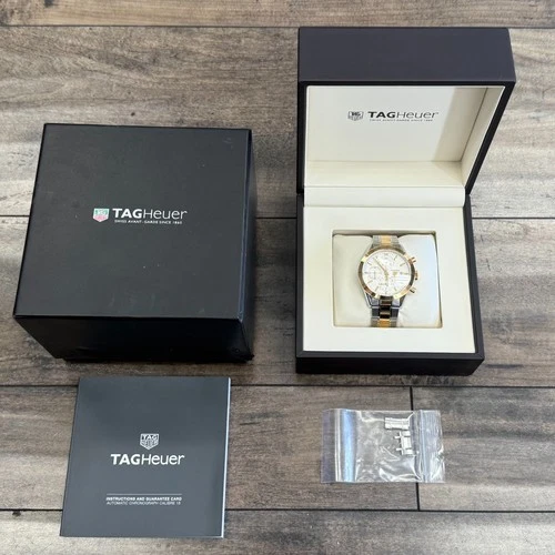 TAG Heuer Carrera Automatic Chronograph CV2050 Two-Tone White Dial Men's Watch