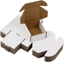 4X4X2 Inches Shipping Boxes Pack of 25, White Corrugated Cardboard Boxes for Sma