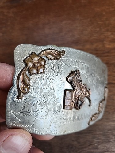 Vntg German Silver Comstock Handcrafted Cowboy Rodeo Western Style Belt Buckle - Picture 11 of 14
