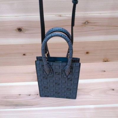 MOREAU PARIS Handtasche Schultertasche schwarz Streifenmuster unbenutzt echt ...