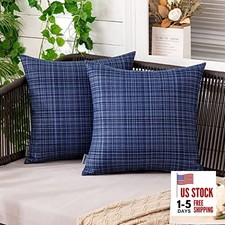 Outdoor Waterproof Throw Pillow Covers 18" x 18" Pack of 2 Navy Blue