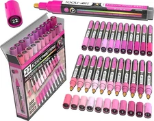 TOOLI ART 22 Acrylic Paint Markers Paint Pens Pro Color Series Set 3mm Medium
