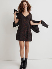 Madewell V-Neck Mini Dress in Abstract Animal Size 14