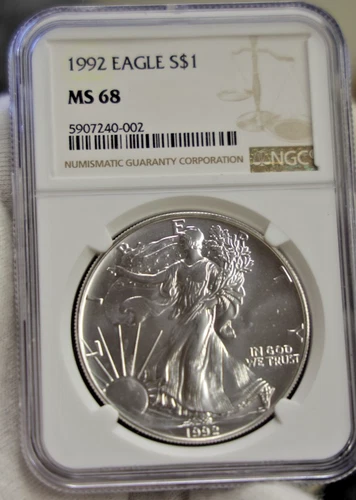 1992 US Silver Eagle $1 NGC MS68 Better Date