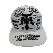White Graphic Print Snapback Hat Trust Hope Enjoy Never Stop Dreaming