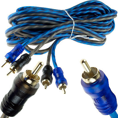 20 Foot PremiumTwisted Pair OFC Car Audio RCA Cable Blue Frosted IMP USA 20' NEW