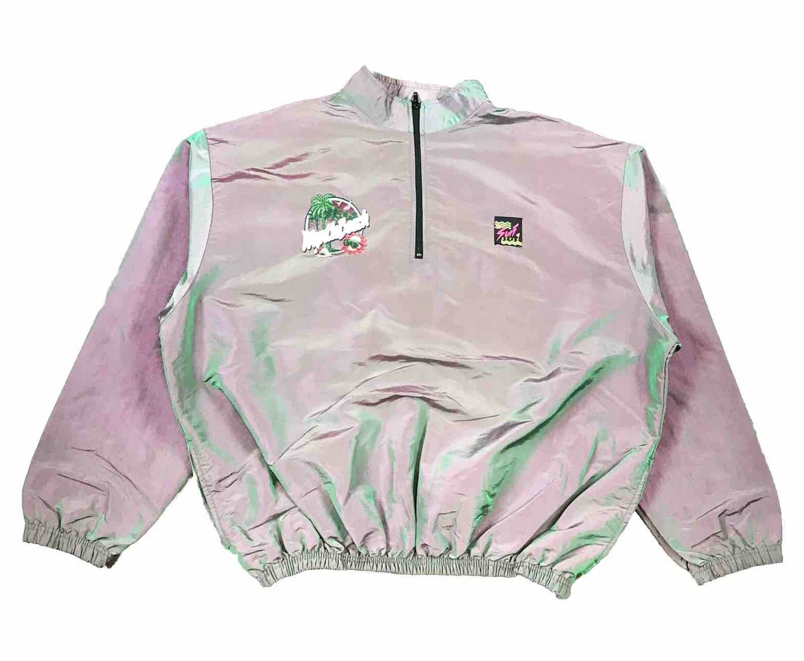 Vtg 90s Surf Style Made In USA Green Myrtle Beach Windbreaker-One Size