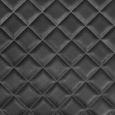 Box Quilted Vinyl Foam Leatherette Fabric Material - GREY STITCHES