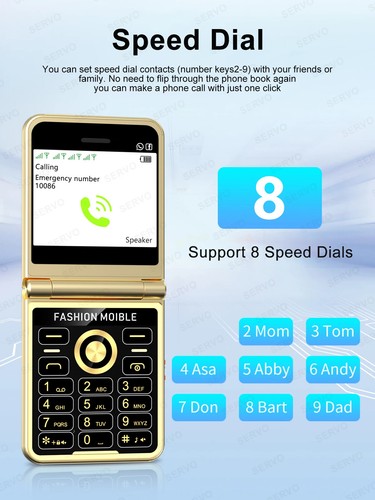 2.4" GSM Unlocked SERVO P20 4 SIM Standby Folding Mobile Cell Phones Speed Dial - 第 13/25 張圖片