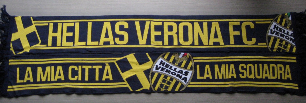 Hellas Verona Sciarpa UFFICIALE - Modello Tubolare Doppio In Acrilico Gialloblu Con Stemma Ricamato Accessorio Tifosi