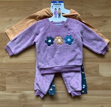 Pekkle Baby Girls 4Pc Plush Top with Bodysuit and Pants Set 12M Por le/Flower