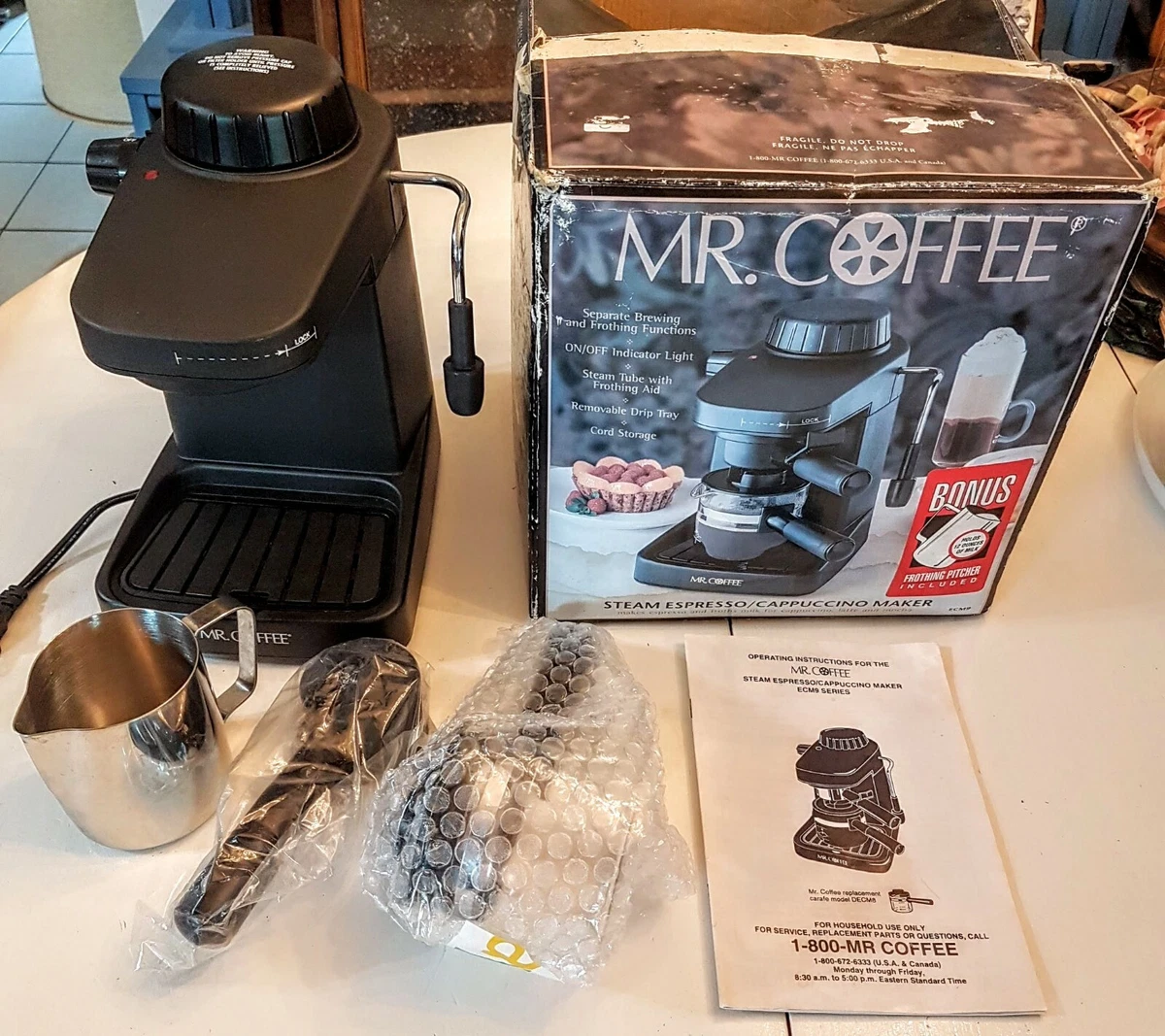 Mr. Coffee® 4-Shot Steam Espresso, Cappuccino, and Latte Maker with  Stainless Steel Frothing Pitcher