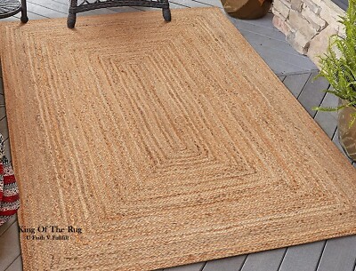 Teppich Jute Läufer Rechteckig Landhaus Handmade Natur Rustikal Blick Geflochten