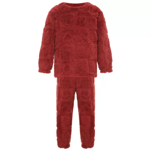 Kids Boys Girls Pajamas Set Solid Color Tops With Pants Round Neck Flannel Suit - Foto 50 di 72