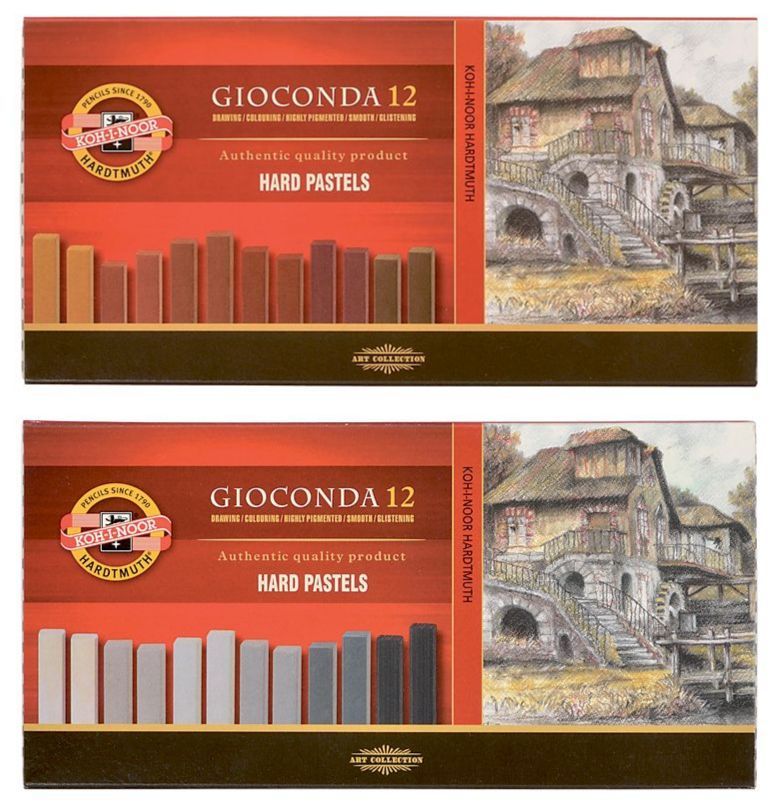 Hard Square PASTEL Chalk Set KOH-I-NOOR Gioconda 8122 Brown Grey