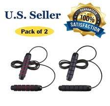 9 Ft Adjustable Aerobic Exercise Foam Handle Jump Rope Weighted Workout - 2 Pack