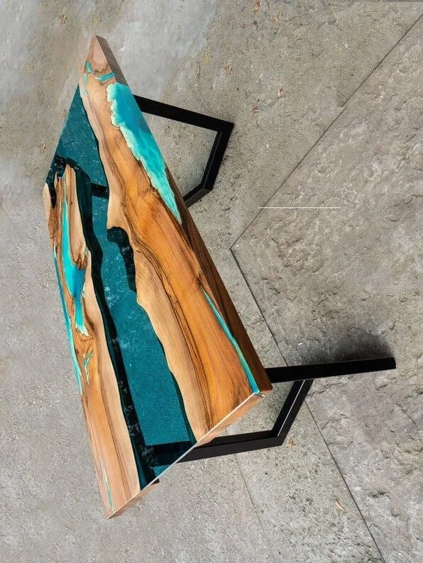 Custom Epoxy Wood Table Handmade Resin Coffee Table for Outdoor Garden Furniture - Image 3 of 4