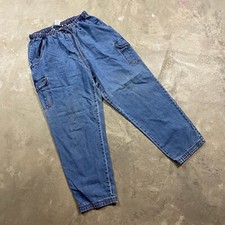 Vintage Oversized Cargo Jeans Women s 16 y2k Fits 28x28 Wide Leg Baggy Skater