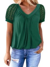 Women's Casual Summer T Shirts Short Sleeve V Neck Tops Blouse NEW