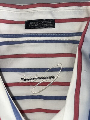 andrew j dress shirts $179 New ANDREW J Button Dress Shirt Men LARGE L 16.5 EU 42 Pink Striped COTTON