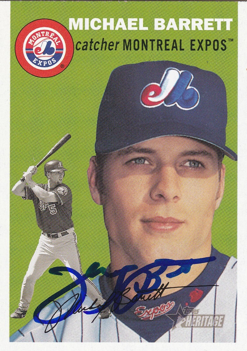 MICHAEL BARRETT MONTREAL EXPOS SIGNED 2003 CARD CHICAGO CUBS BLUE