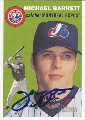 MICHAEL BARRETT MONTREAL EXPOS SIGNED 2003 CARD CHICAGO CUBS BLUE