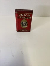 VINTAGE ADVERTISING EMPTY UNION LEADER EAGLE VERTICAL POCKET TOBACCO TIN