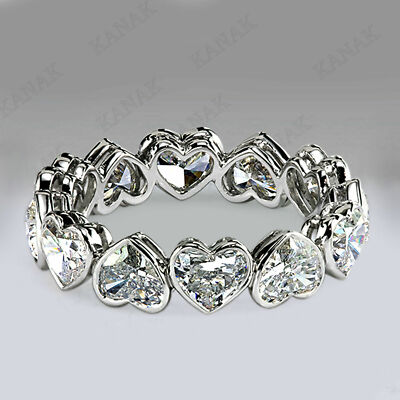 5CT Heart Cut Lab-Created Diamond Full Eternity Wedding Band 925 Sterling Silver
