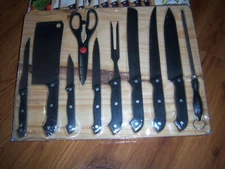 NEW  NICE ESTATE Cookinex 11PCS Knife Set WITH Wood Cutting Board  18" X 13.5" 