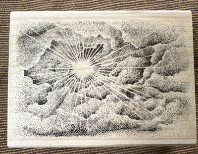 Stampscapes Cumulus Cloud With Sun Ray Shining Rubber Stamp Heaven Sunny Day New