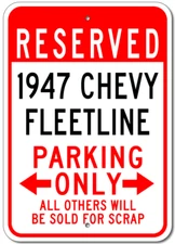 Personalized 1947 47 CHEVY FLEETLINE Parking Sign Custom Chevrolet Garage Plaque