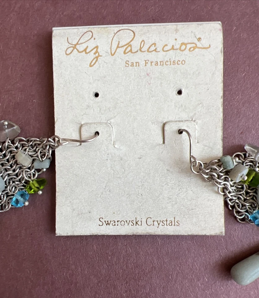 Pendientes araña Swarovski Liz Palacios tono plata malla y gemas de colores nuevos con etiquetas Foto 3 de 4
