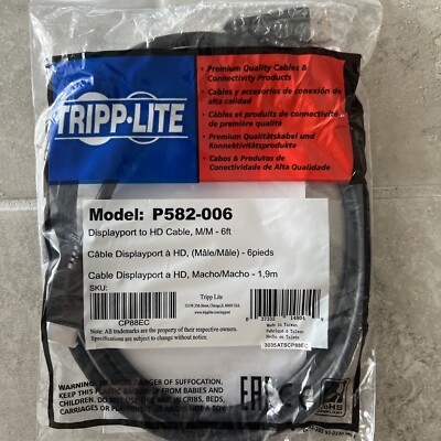 Displayport To Hdmi Cable -Tripp Lite P582-006 NEW