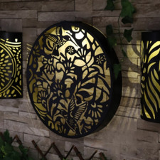 Round Tree of Life Solar Wall Panel Metal Garden Ornament Home Decoration Gift