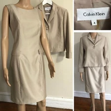 Calvin Klein Sheath Dress w/Matching Jacket Sz 4 Rayon Blend Stunning!