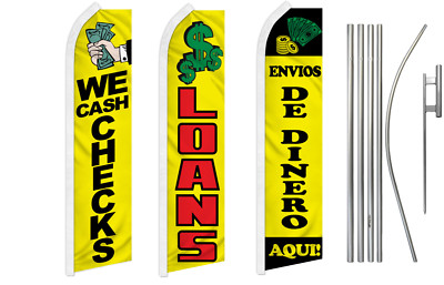 Cash Services Swooper Feather Flutter Flag & Pole Kit Check Cashing