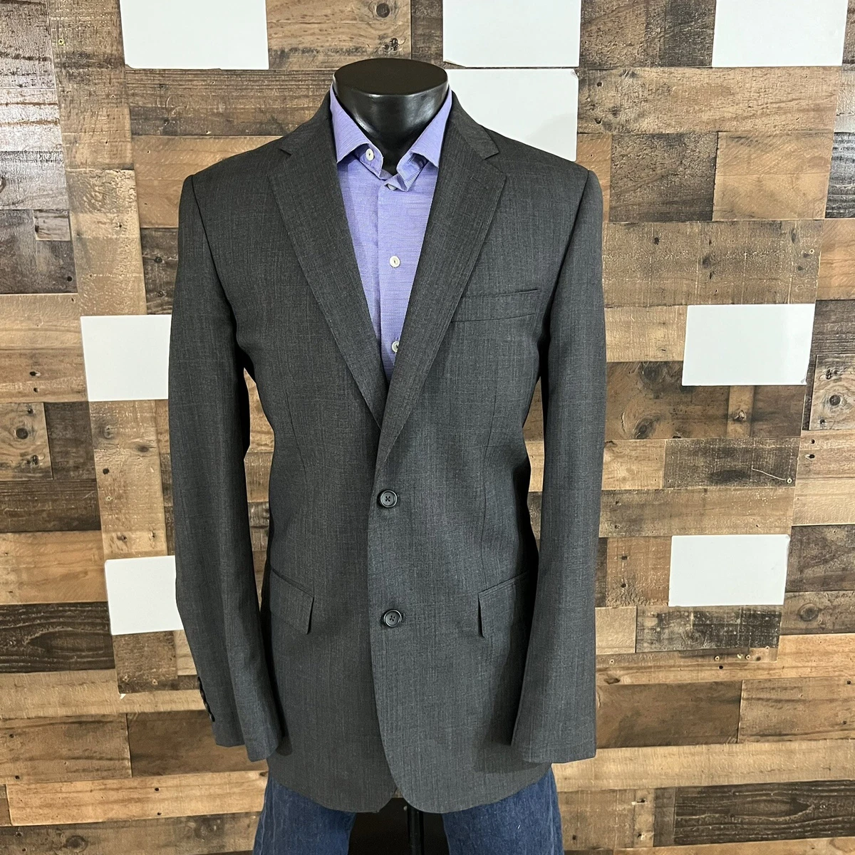 Joseph Feiss Mens Suit Jacket 42 Extra Long Blazer Wool Grey Plaid Classic  Fit | eBay