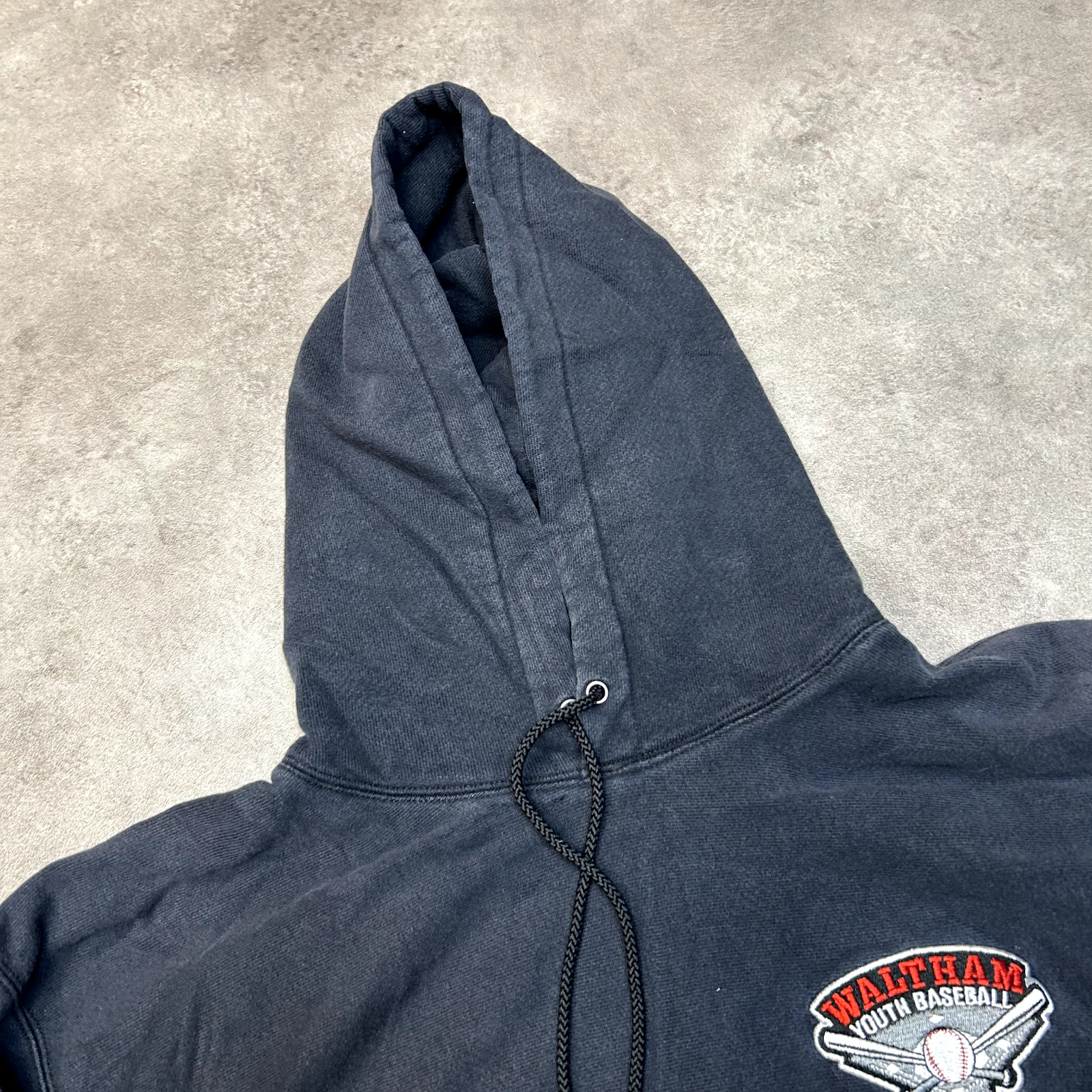 Champion Baseball Hoodie Mens Medium Pullover Sports Sweatshirt, Navy image 8