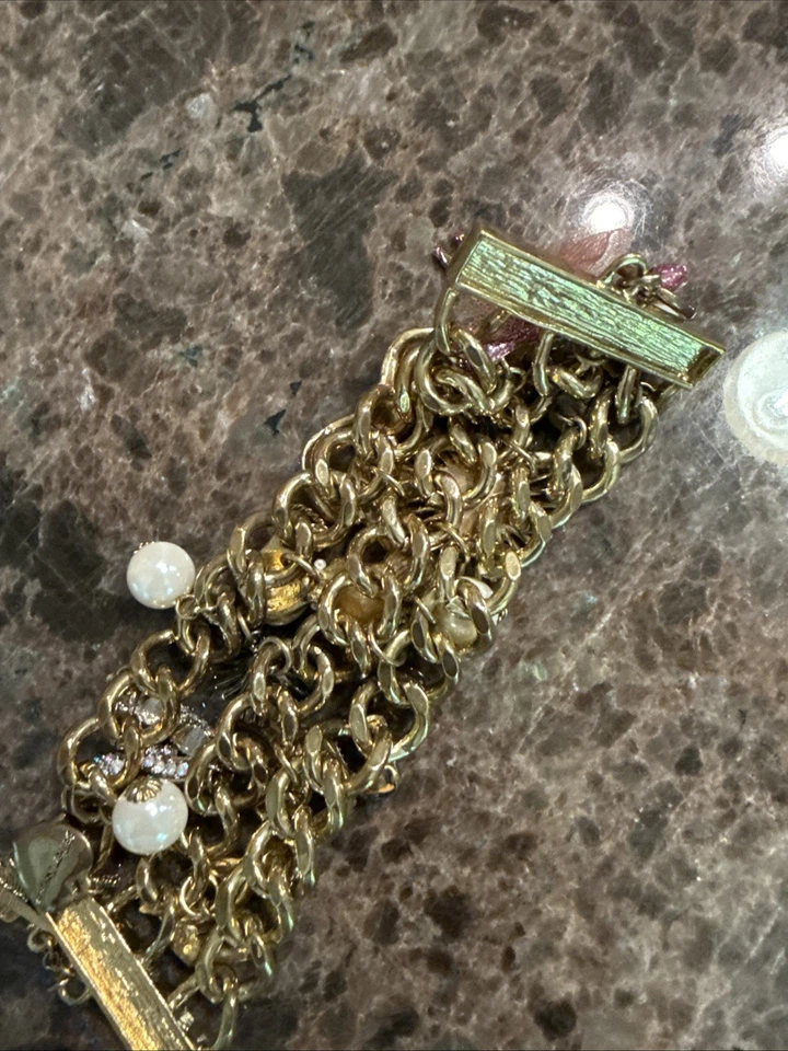 Betsy Johnson Sugar Plum Bracelet Gold Tone Pink - Image 2 of 2