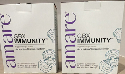 amare 2-pack GBX Immunity Support 60 Sticks Funct Mush, Probiotics  5.23 oz X2 