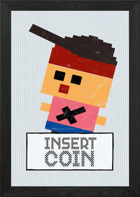 Insert Coin Arcade Gaming gerahmtes Wandbild Poster Leinwanddruck Bild