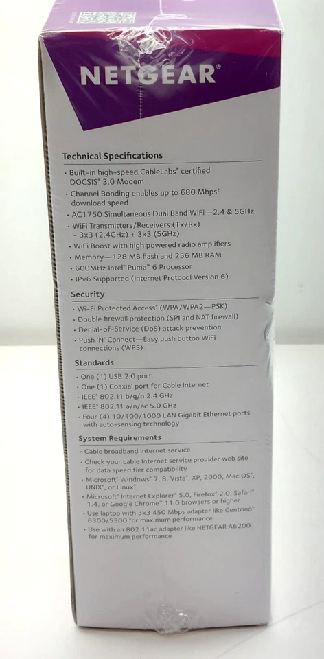 Netgear AC1750 WiFi Cable Modem Router C6300 DOCSIS 3.0 - Image 4 of 4