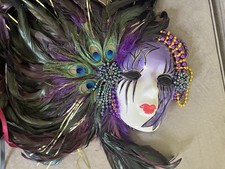 Venetian carneval Mardi Gras mask of Italy Peacock Maiden wall hanging