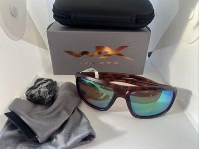 Wiley X Contend Captivate Polarized Green Mirror Lens Tortoise Frame Sunglasses