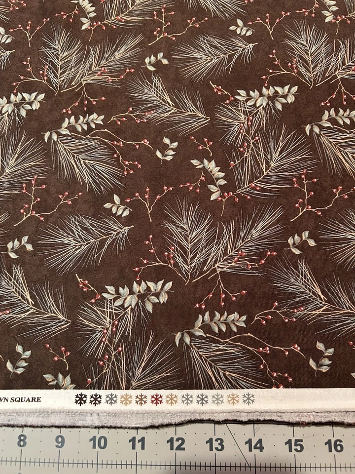 Tela Town Square Holly Taylor Moda Hojas de Vacaciones POR Acolchado Costura Marrón Foto 4 de 4