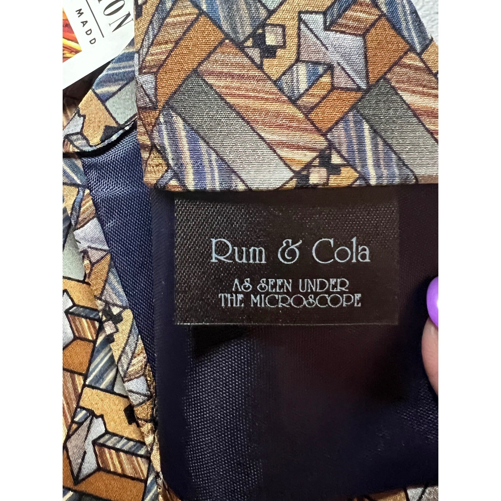 Stonehenge Molecular MADD Expressions Silk Tie Rum Cola Novelty Geometric Wide image 3