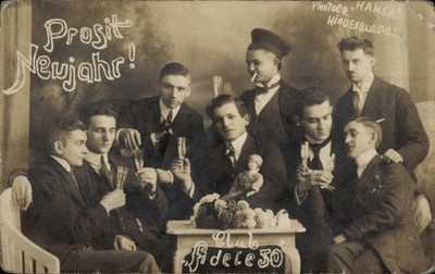 Postcard Zabrze Hindenburg Silesia, New Year, Club Fidele 50, men,... - 477838