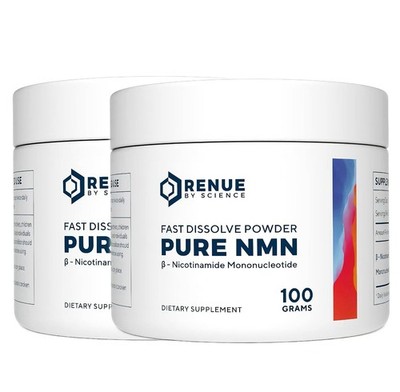 2 bottles Renue By Science PURE Nicotinamide Powder, 100 Gram Jar, New & Sealed